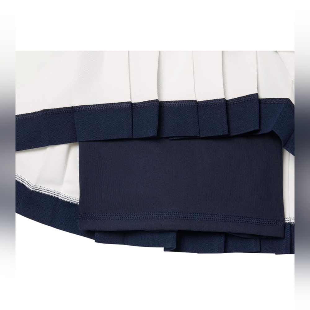 Lacoste White and Navy Trim Pleated Mini Skirt - Picture 6 of 11